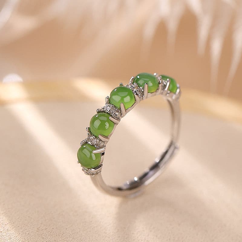 Natural Green Jade Adjustable Ring.