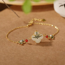 Natural Cloisonné White Jade Clover Ring Earrings Pendant Set.