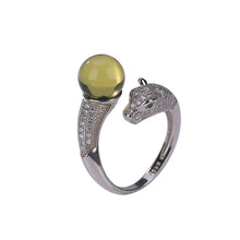 Natural Mexican Blue Amber Tiger Adjustable Ring.