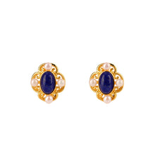 Natural Lapis Lazuli Pearl Earrings.