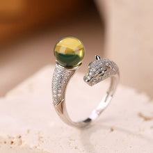 Natural Mexican Blue Amber Tiger Adjustable Ring.