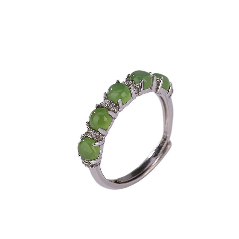 Natural Green Jade Adjustable Ring.