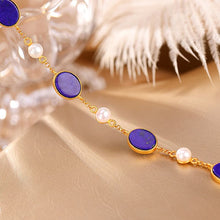 Natural Lapis Lazuli Pearl Bracelet.